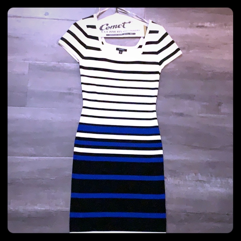 XOXO royal blue white & black Bodycon dress
